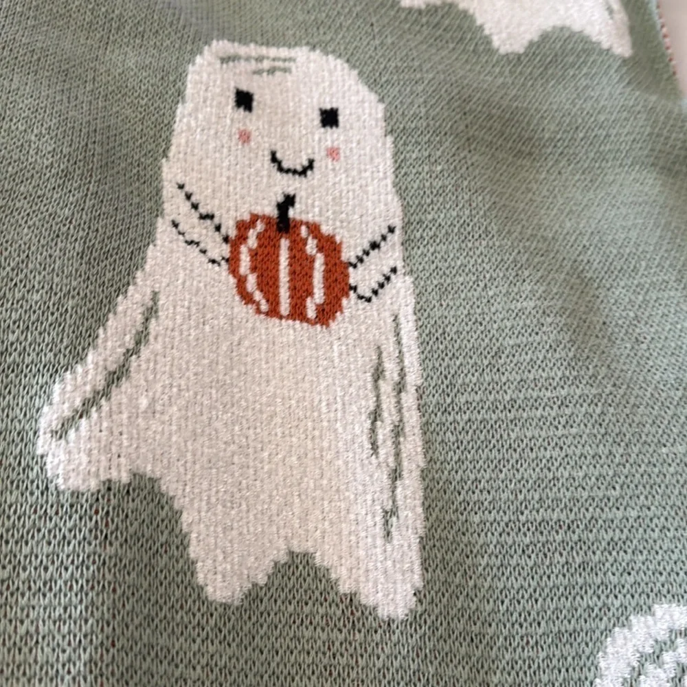 GOBLIN & GHOUL GREEN GHOST PUMPKIN JACK O LANTERN OVERSIZED HALLOWEEN THROW NWT